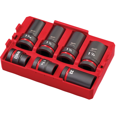 Packout Shockwave Impact Duty Metric & SAE Wheel Service Socket Set, 7 Pieces, 1" Drive Size Smart Ofis