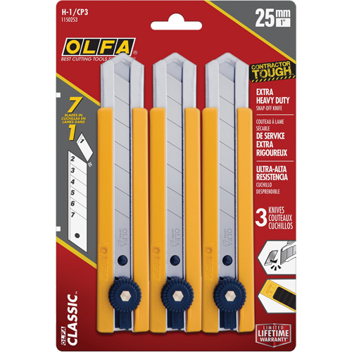 H-1 Classic Extra Heavy-Duty Utility Knife with Rubber Grip Inset, 25 mm Smart Ofis