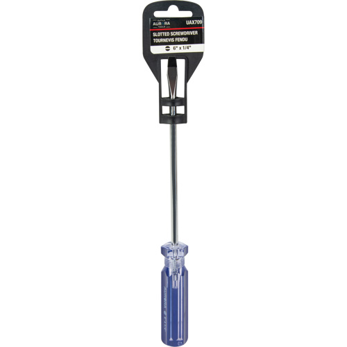 Tournevis &agrave; fente bleu transparent avec bandes, Tige de 1/4", Ronde, Prise en Plastique Smart Ofis