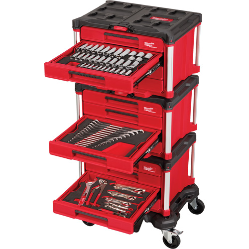 366-Piece Master Mechanics Hand Tool Set with PACKOUT Drawers & Dolly, 16-3/10" x 22-1/5" x 48-5/8", Black/Red Smart Ofis