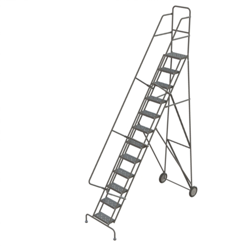 Rolling Ladder, 12 Steps, Serrated, 126" High Smart Ofis
