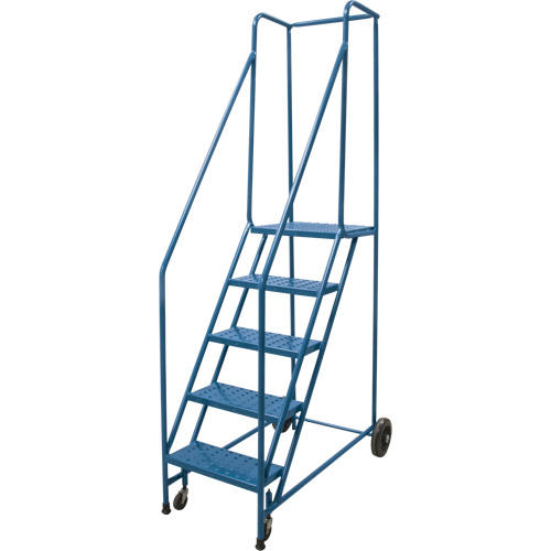 Rolling Step Ladder, 5 Steps, 18" Step Width, 46" Platform Height, Steel Smart Ofis