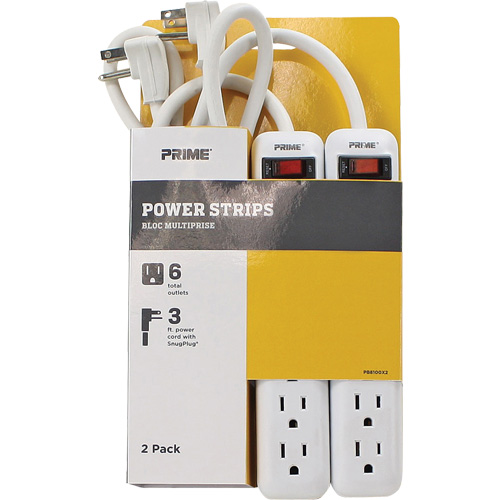 Power Strip 2-Pack, 6 Outlet(s), 3', 15 A, 1875 W, 125 V Smart Ofis