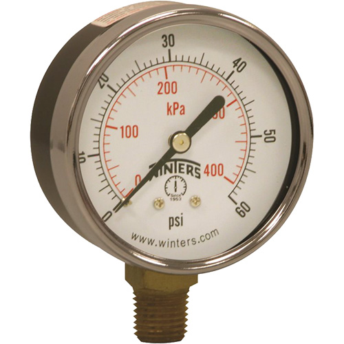 Economy Pressure Gauge, 2-1/2" , 0 - 60 psi, Bottom Mount, Analogue Smart Ofis