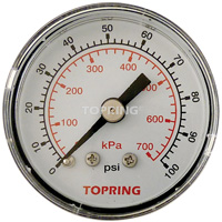 Pressure Gauge, 1-1/2" , 0 - 100 psi, Back Mount, Analogue Smart Ofis
