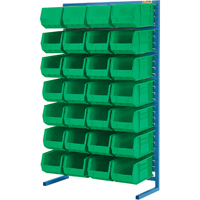 Single-Sided Stationary Bin Rack, 36" W x 12" D x 61" H, 28 Bins Smart Ofis