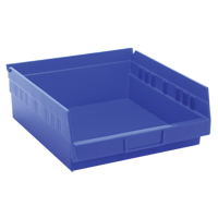 Shelf Bins, 11-1/8" W x 4" H x 11-5/8" D, Blue, 30 lbs. Capacity Smart Ofis