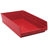 Shelf Bins, 11-1/8" W x 4" H x 17-7/8" D, Red, 40 lbs. Capacity Smart Ofis