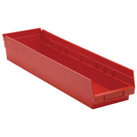 Shelf Bins, 6-5/8" W x 4" H x 23-5/8" D, Red, 50 lbs. Capacity Smart Ofis