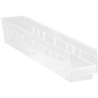Shelf Bins, 4-1/8" W x 4" H x 23-5/8" D, Clear, 50 lbs. Capacity Smart Ofis