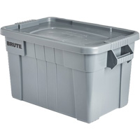 Brute Storage Tote with Lid, 27.88” D x 17.38” W x 15.13” H, 160 lbs. Capacity, Grey Smart Ofis