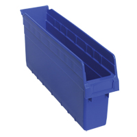 Store-Max Shelf Bins, 4-3/8" W x 8" H x 17-7/8" D, Blue, 56 lbs. Capacity Smart Ofis