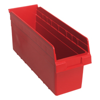 Store-Max Shelf Bins, 6-5/8" W x 8" H x 17-7/8" D, Red, 56 lbs. Capacity Smart Ofis