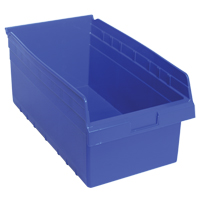 Store-Max Shelf Bins, 11-1/8" W x 8" H x 17-7/8" D, Blue, 56 lbs. Capacity Smart Ofis