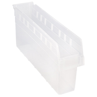 Store-Max Shelf Bins, 4-3/8" W x 8" H x 23-5/8" D, Clear, 68 lbs. Capacity Smart Ofis