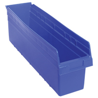 Store-Max Shelf Bins, 6-5/8" W x 8" H x 23-5/8" D, Blue, 68 lbs. Capacity Smart Ofis