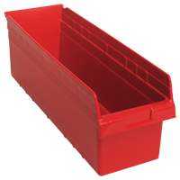 Store-Max Shelf Bins, 8-3/8" W x 8" H x 23-5/8" D, Red, 68 lbs. Capacity Smart Ofis