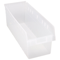 Store-Max Shelf Bins, 8-3/8" W x 8" H x 23-5/8" D, Clear, 68 lbs. Capacity Smart Ofis