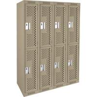 Clean Line Lockers, 2 -tier, Bank of 4, 48" x 12" x 72", Steel, Beige, Rivet (Assembled), Perforated Smart Ofis
