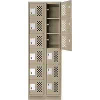 Assembled Lockerettes Clean Line Perforated Economy Lockers, 6 -tier, Bank of 2, 18" x 72" x 12", Steel Smart Ofis