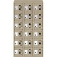 Clean-Line Perforated Lockerette, 6 -tier, Bank of 3, 15" x 72" x 12", Steel Smart Ofis