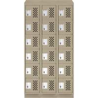 Assembled Lockerettes Clean Line Perforated Economy Lockers, 6 -tier, Bank of 3, 18" x 72" x 12", Steel Smart Ofis