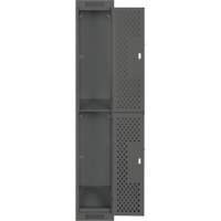 Clean Line Lockers, 2 -tier, 12" x 12" x 72", Steel, Charcoal, Rivet (Assembled), Perforated Smart Ofis