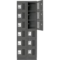 Assembled Lockerettes Clean Line Perforated Economy Lockers, 6 -tier, Bank of 2, 18" x 72" x 12", Steel Smart Ofis