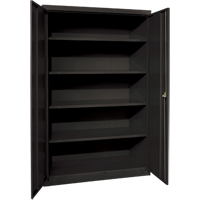 Deep Hi-Boy Storage Cabinet, Steel, 4 Shelves, 72" H x 36" W x 24" D, Black Smart Ofis