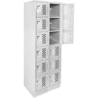 Assembled Lockerettes Clean Line Perforated Economy Lockers, 6 -tier, Bank of 2, 18" x 72" x 12", Steel Smart Ofis