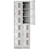 Assembled Lockerettes Clean Line Perforated Economy Lockers, 6 -tier, Bank of 2, 18" x 72" x 12", Steel Smart Ofis
