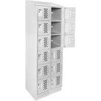 Assembled Lockerettes Clean Line Perforated Economy Lockers, 6 -tier, Bank of 2, 18" x 72" x 12", Steel Smart Ofis