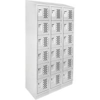 Assembled Lockerettes Clean Line Perforated Economy Lockers, 6 -tier, Bank of 3, 18" x 72" x 12", Steel Smart Ofis