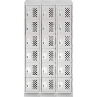 Assembled Lockerettes Clean Line Perforated Economy Lockers, 6 -tier, Bank of 3, 18" x 72" x 12", Steel Smart Ofis