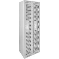 Clean Line Lockers, 2 -tier, 12" x 12" x 72", Steel, Grey, Rivet (Assembled), Perforated Smart Ofis