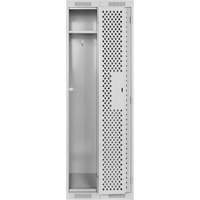 Clean Line Lockers, 2 -tier, 12" x 12" x 72", Steel, Grey, Rivet (Assembled), Perforated Smart Ofis