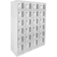 Assembled Clean Line Perforated Economy Lockers, 6 -tier, Bank of 4, 18" x 72" x 12", Steel Smart Ofis
