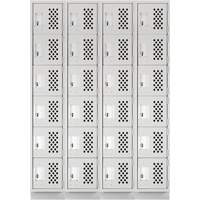 Assembled Clean Line Perforated Economy Lockers, 6 -tier, Bank of 4, 18" x 72" x 12", Steel Smart Ofis