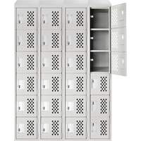 Assembled Clean Line Perforated Economy Lockers, 6 -tier, Bank of 4, 18" x 72" x 12", Steel Smart Ofis
