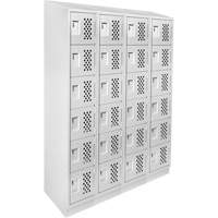 Assembled Clean Line Perforated Economy Lockers, 6 -tier, Bank of 4, 18" x 72" x 12", Steel Smart Ofis