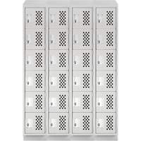 Assembled Clean Line Perforated Economy Lockers, 6 -tier, Bank of 4, 18" x 72" x 12", Steel Smart Ofis