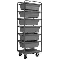 Mobile Tub Rack, Double-sided, 6 bins, 26" W x 18" D x 74" H Smart Ofis