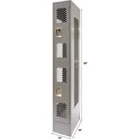 Vented Lockers, 2 -tier, 12" x 18" x 78", Steel, Grey, Knocked Down, Perforated Smart Ofis
