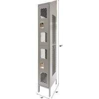 Vented Lockers, 2 -tier, 12" x 18" x 88", Steel, Grey, Knocked Down, Perforated Smart Ofis