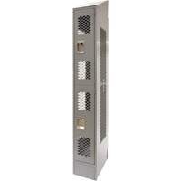 Vented Lockers, 2 -tier, 12" x 18" x 88", Steel, Grey, Knocked Down, Perforated Smart Ofis