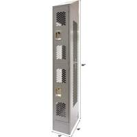 Vented Lockers, 2 -tier, 12" x 18" x 88", Steel, Grey, Knocked Down, Perforated Smart Ofis