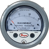 605 Series Magnehelic&reg; Differential Pressure Gauge & Indicating Transmitter, 4" , 0 - 30 in. w.c., Panel Mount, Analogue Smart Ofis