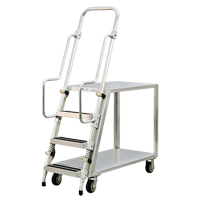 Aluminum Stock Picking Ladder Cart, Aluminum, 22" W x 51-1/2" D, 2 Shelves, 800 lbs. Capacity Smart Ofis
