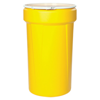 Baril emboîtable en poly&eacute;thyl&egrave;ne, 55 gal. US (45 gal. imp.), Dessus ouvert, Jaune Smart Ofis