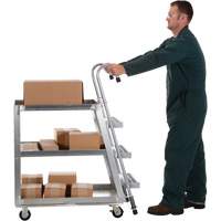 Stockpicker Truck, Aluminum, 21-7/8" W x 40" D, 3 Shelves, 660 lbs. Capacity Smart Ofis